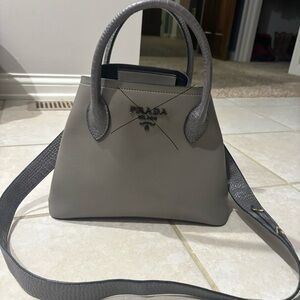 Prada Taupe Leather Shoulder Bag